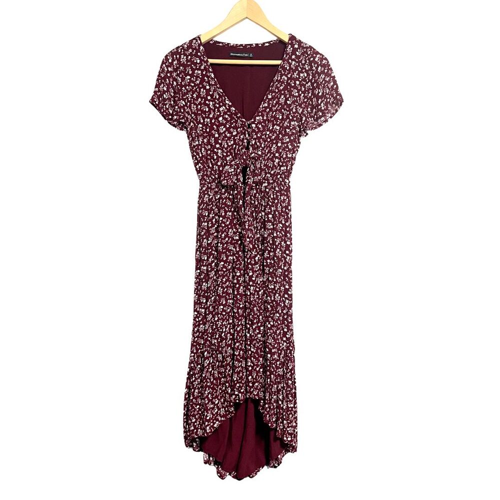 Abercrombie & Fitch Dress Size S Floral Keyhole Tie Boho Peasant Prairie Hi-Low